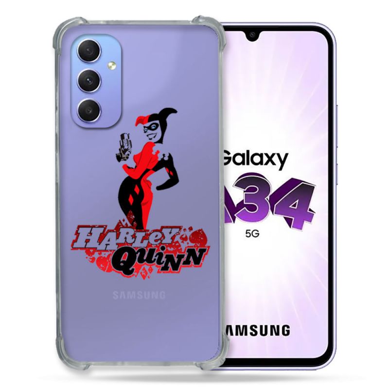Coque Renforcée En Verre Trempé Transparente Pour Samsung Galaxy A34 5G Harley Quinn