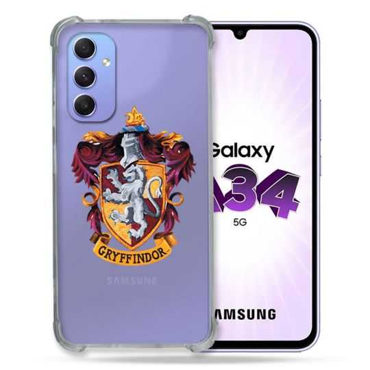 Coque Renforcée En Verre Trempé Transparente Pour Samsung Galaxy A34 5G Harry Potter Griffindor