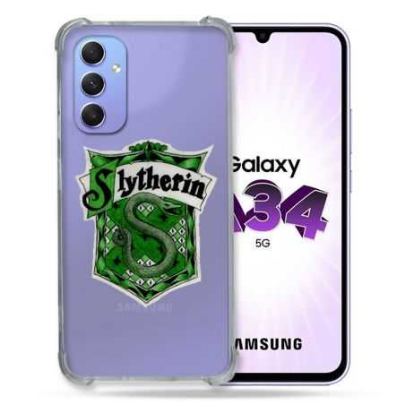 Coque Renforcée En Verre Trempé Transparente Pour Samsung Galaxy A34 5G Harry Potter Slytherin