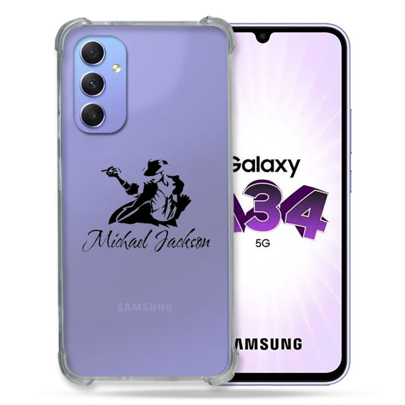 Coque Renforcée En Verre Trempé Transparente Pour Samsung Galaxy A34 5G Michael Jackson