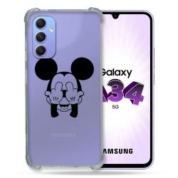 Coque Renforcée En Verre Trempé Transparente Pour Samsung Galaxy A34 5G Mickey doigt