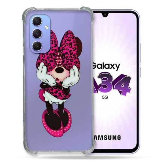 Coque Renforcée En Verre Trempé Transparente Pour Samsung Galaxy A34 5G Minnie