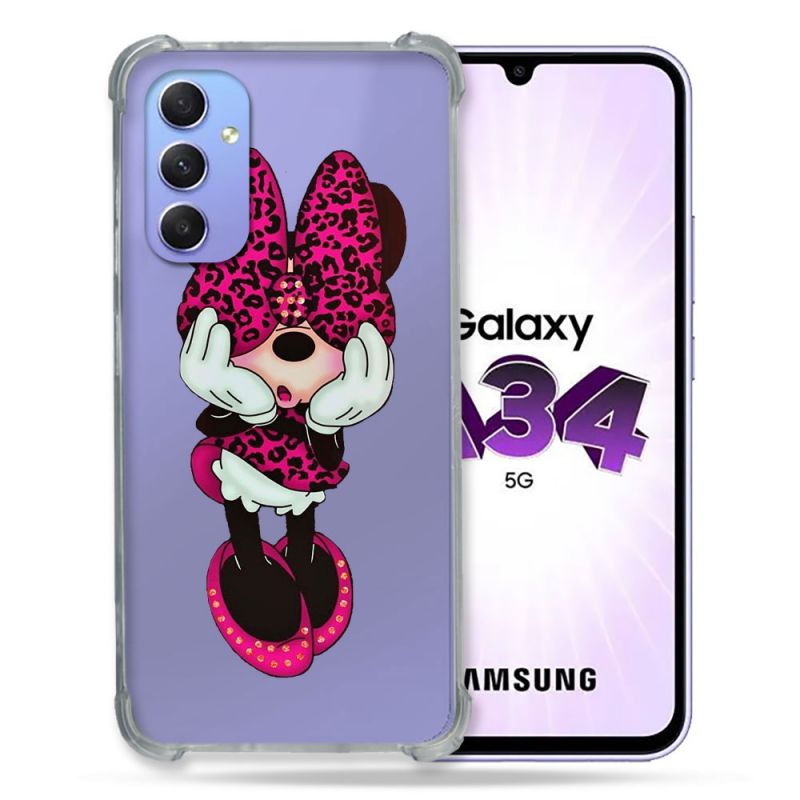 Coque Renforcée En Verre Trempé Transparente Pour Samsung Galaxy A34 5G Minnie