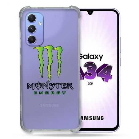 Coque Renforcée En Verre Trempé Transparente Pour Samsung Galaxy A34 5G Monster Energy