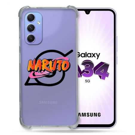 Coque Renforcée En Verre Trempé Transparente Pour Samsung Galaxy A34 5G Naruto Logo