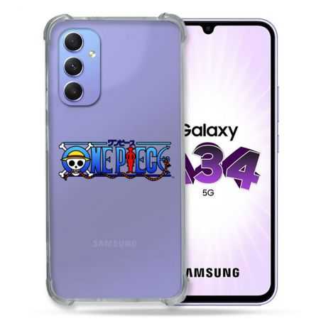Coque Renforcée En Verre Trempé Transparente Pour Samsung Galaxy A34 5G One Piece Logo