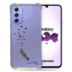 Coque Renforcée En Verre Trempé Transparente Pour Samsung Galaxy A34 5G Plume Infini