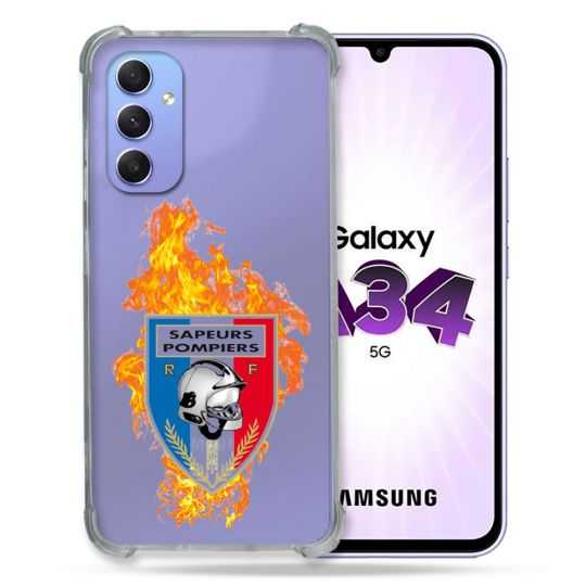 Coque Renforcée En Verre Trempé Transparente Pour Samsung Galaxy A34 5G Pompier Feu