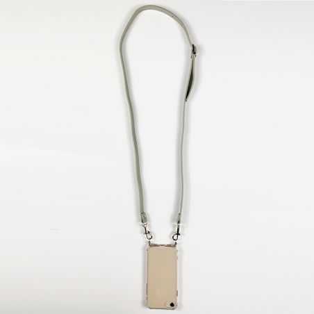 Coque Renforcée En Verre Trempé Transparente Pour Samsung Galaxy A34 5G Lanière / Cordon Cuir 2 Gris