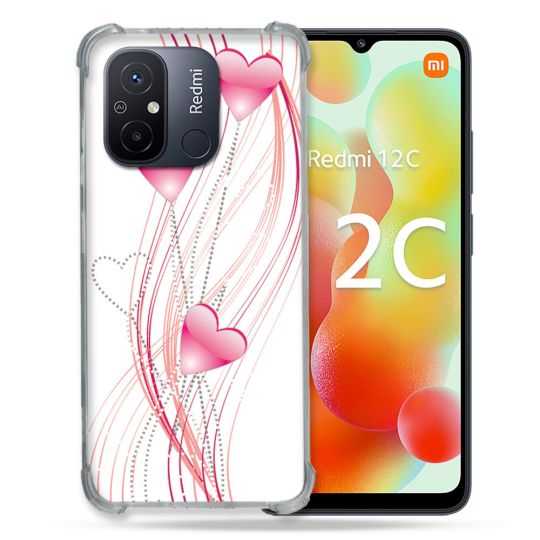 Coque Renforcée Pour Xiaomi Redmi 12C Amour Coeur Rose Montant sur Blanc