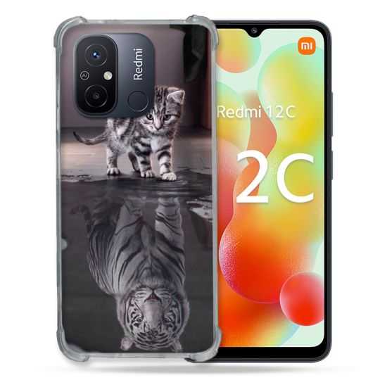 Coque Renforcée Pour Xiaomi Redmi 12C Animal Chat Reflet