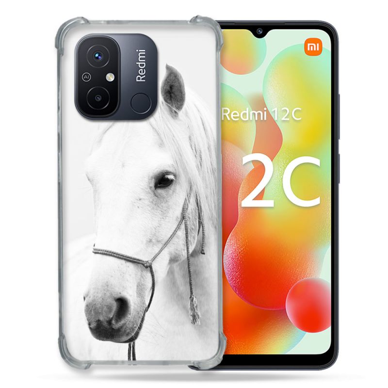 Coque Renforcée Pour Xiaomi Redmi 12C Animal Cheval Cristal