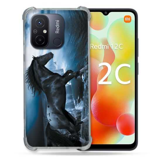 Coque Renforcée Pour Xiaomi Redmi 12C Animal Cheval Noir