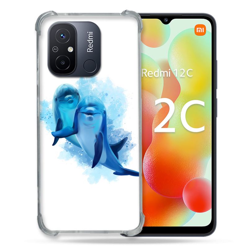 Coque Renforcée Pour Xiaomi Redmi 12C Animal Dauphin Duo