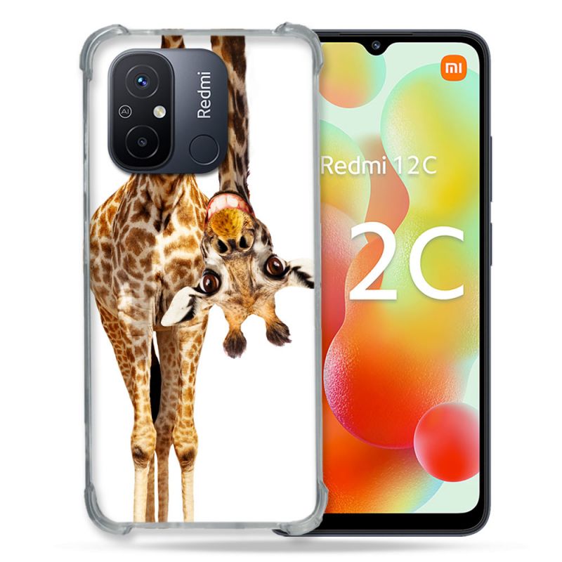 Coque Renforcée Pour Xiaomi Redmi 12C Animal Girafe Blanche