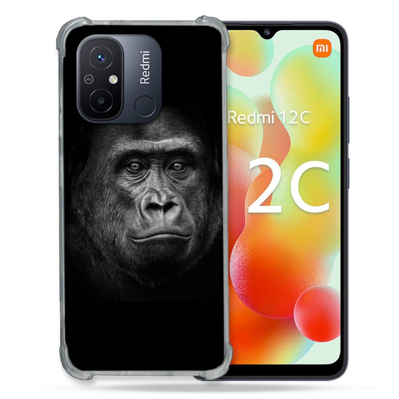 Coque Renforcée Pour Xiaomi Redmi 12C Animal Gorille Noir
