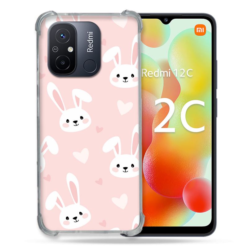Coque Renforcée Pour Xiaomi Redmi 12C Animal Lapin Rose
