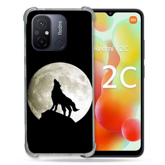 Coque Renforcée Pour Xiaomi Redmi 12C Animal Loup Noir