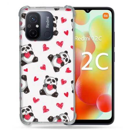 Coque Renforcée Pour Xiaomi Redmi 12C Animal Panda Cœur