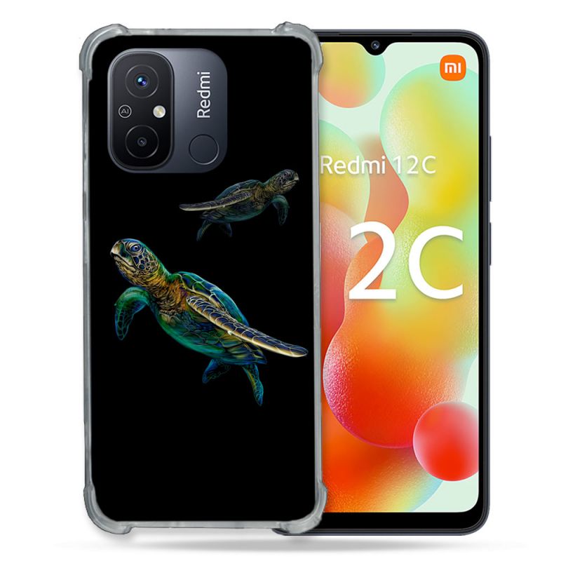 Coque Renforcée Pour Xiaomi Redmi 12C Animal Tortue Noire multicolore