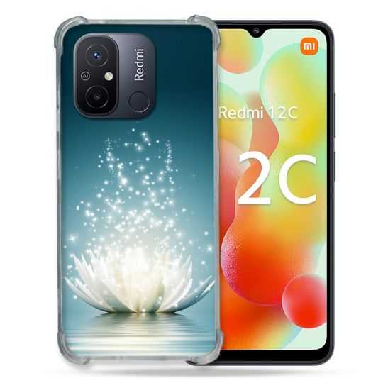 Coque Renforcée Pour Xiaomi Redmi 12C Fleur Lotus Blanc