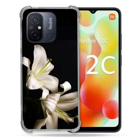 Coque Renforcée Pour Xiaomi Redmi 12C Fleur Lys Noir