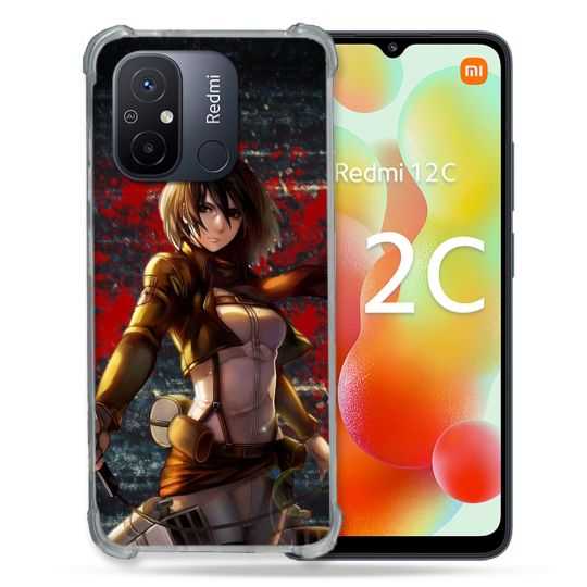 Coque Renforcée Pour Xiaomi Redmi 12C Manga Attaque Titans Mikasa