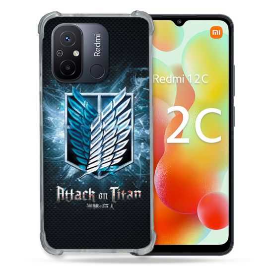 Coque Renforcée Pour Xiaomi Redmi 12C Manga Attaque Titans Noir