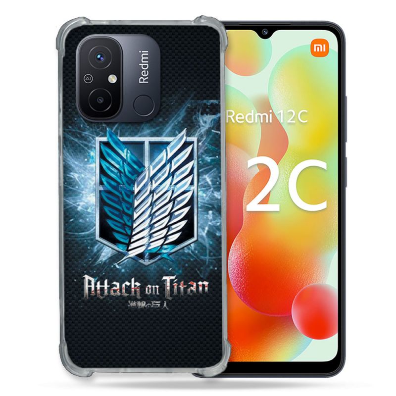 Coque Renforcée Pour Xiaomi Redmi 12C Manga Attaque Titans Noir