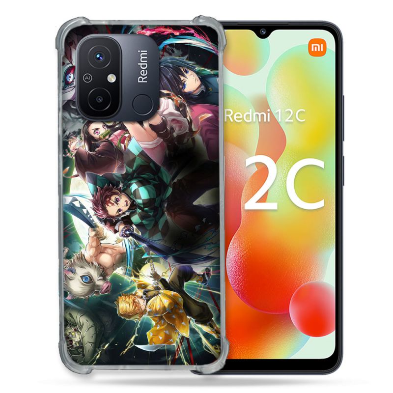 Coque Renforcée Pour Xiaomi Redmi 12C Manga Demon Slayer Groupe