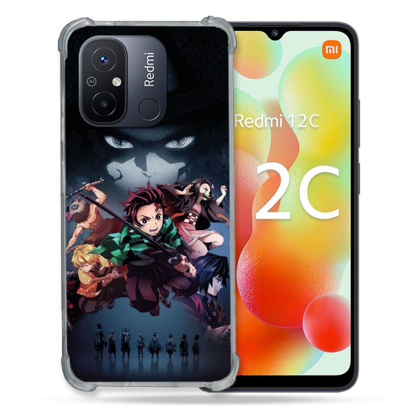Coque Renforcée Pour Xiaomi Redmi 12C Manga Demon Slayer Noir