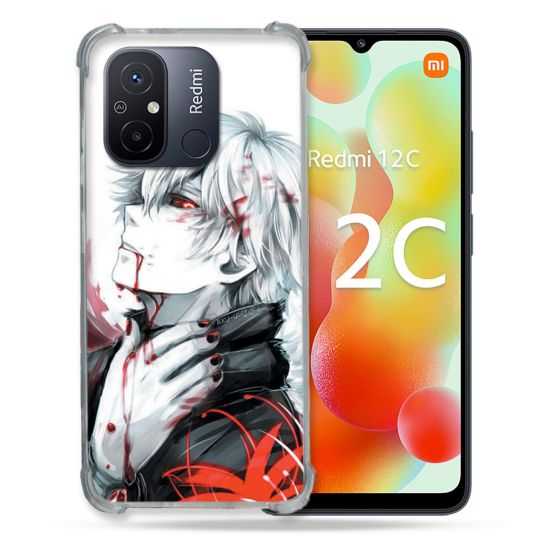 Coque Renforcée Pour Xiaomi Redmi 12C Manga Tokyo Ghoul Kaneki Blanc