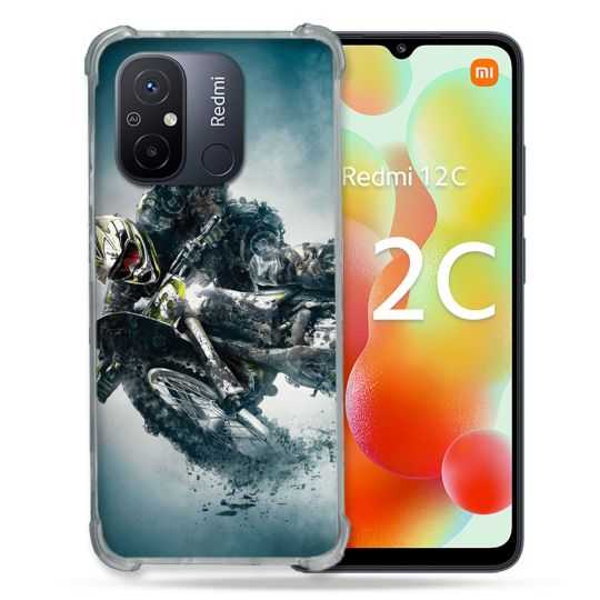 Coque Renforcée Pour Xiaomi Redmi 12C Moto Cross Ombre