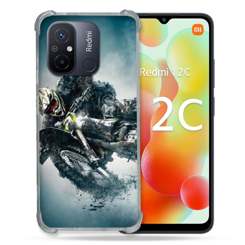 Coque Renforcée Pour Xiaomi Redmi 12C Moto Cross Ombre
