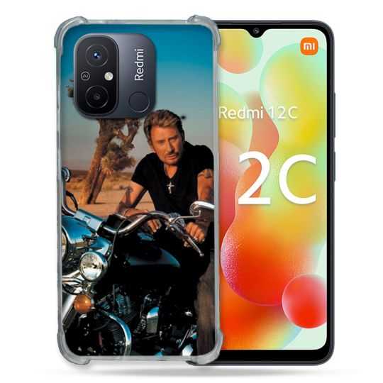 Coque Renforcée Pour Xiaomi Redmi 12C Musique Johnny Hallyday Moto