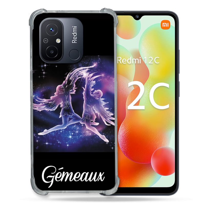 Coque Renforcée Pour Xiaomi Redmi 12C Signe Zodiaque 2 Gémeaux