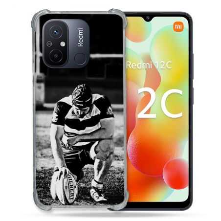 Coque Renforcée Pour Xiaomi Redmi 12C Sport Rugby Noir Blanc