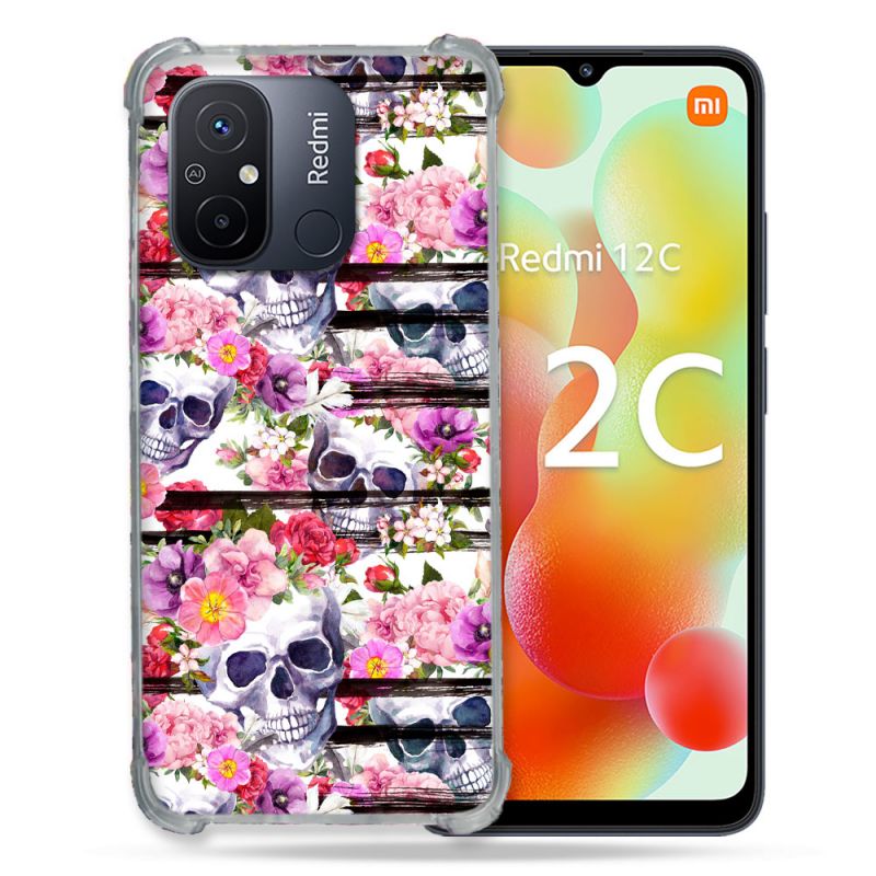 Coque Renforcée Pour Xiaomi Redmi 12C Tete de Mort Pattern