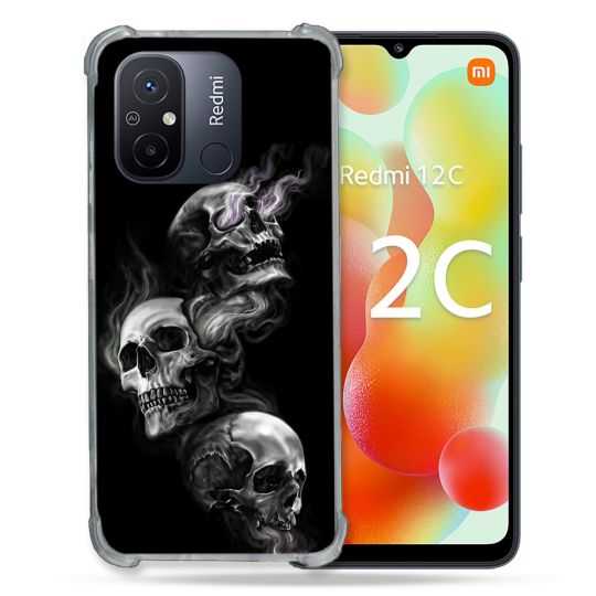 Coque Renforcée Pour Xiaomi Redmi 12C Tete de Mort Triple