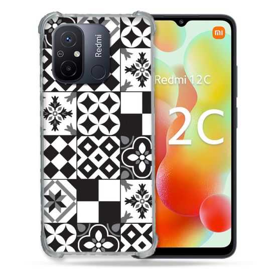 Coque Renforcée Pour Xiaomi Redmi 12C Texture Carreau Ciment Noir