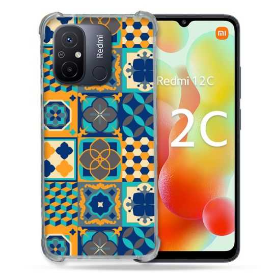 Coque Renforcée Pour Xiaomi Redmi 12C Texture Carreau Ciment Orange