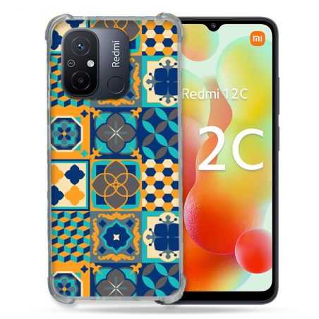 Coque Renforcée Pour Xiaomi Redmi 12C Texture Carreau Ciment Orange