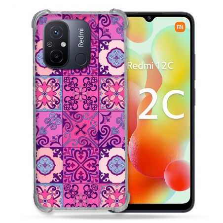 Coque Renforcée Pour Xiaomi Redmi 12C Texture Carreau Ciment Violet