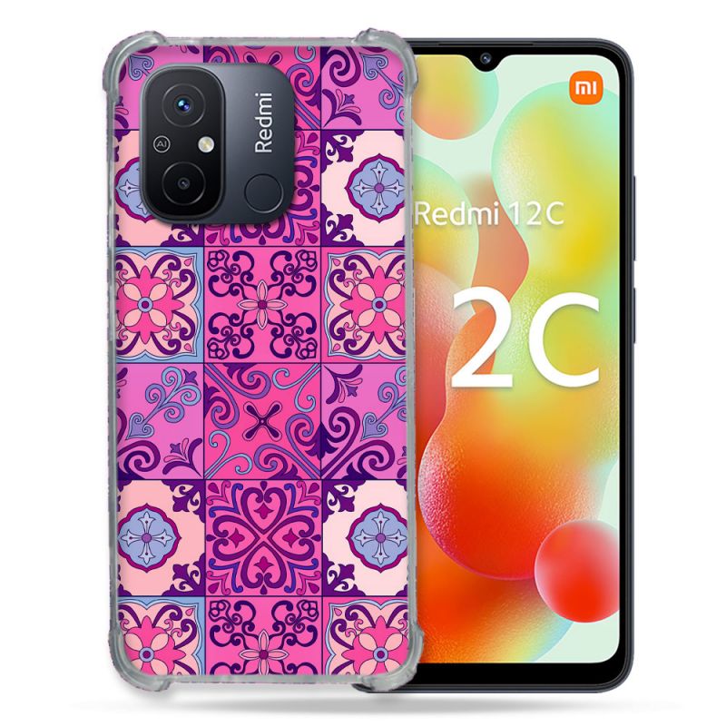 Coque Renforcée Pour Xiaomi Redmi 12C Texture Carreau Ciment Violet