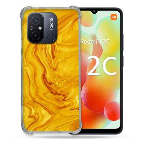 Coque Renforcée Pour Xiaomi Redmi 12C Texture Marbre Jaune