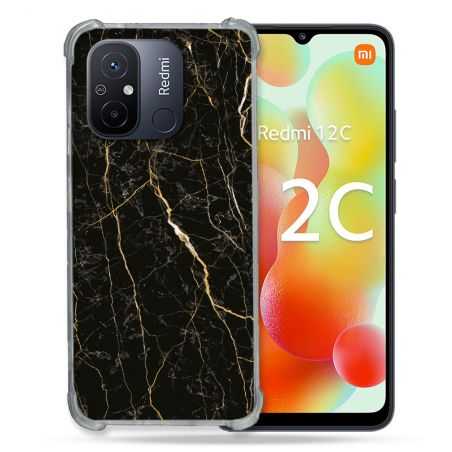 Coque Renforcée Pour Xiaomi Redmi 12C Texture Marbre Noir