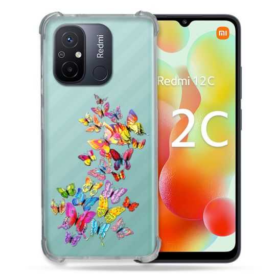 Coque Renforcée Transparente Pour Xiaomi Redmi 12C Papillon Multicolore