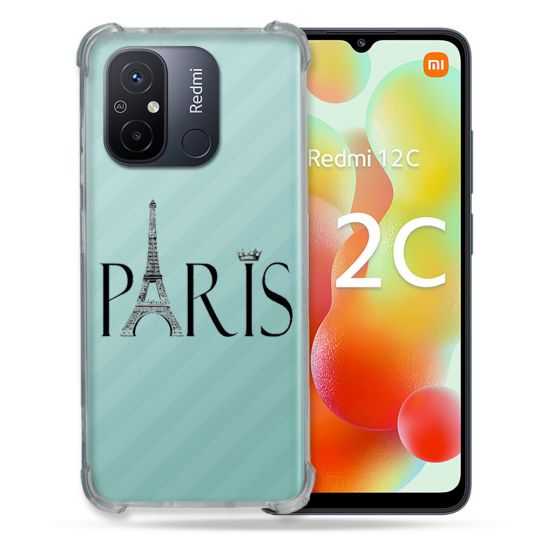 Coque Renforcée Transparente Pour Xiaomi Redmi 12C Paris Noir