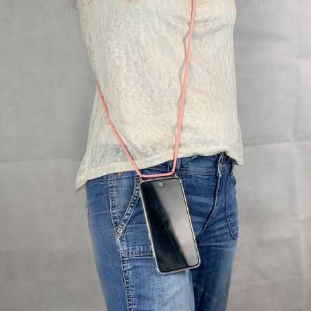 Coque Renforcée Transparente Pour Xiaomi Redmi 12C Lanière / Bandoulière Cordon Rose