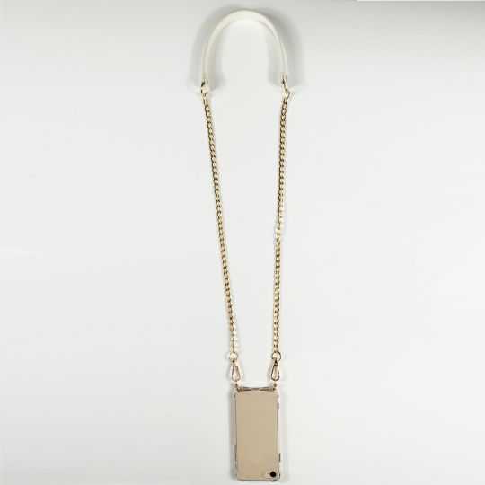 Coque Renforcée Transparente Pour Xiaomi Redmi 12C Lanière / Cordon Chaine et Cuir Blanc